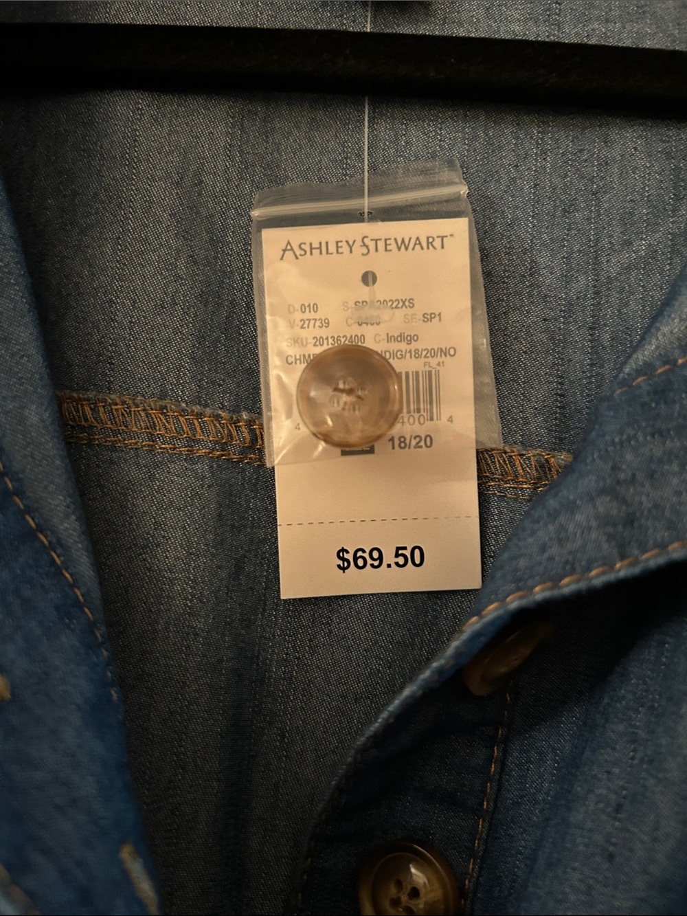 Ashley Stewart Blue Denim Maxi Shirt Dress - Picture 2 of 4